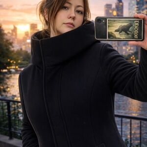 ELLABEE Black Hooded Wool-Blend Coat XXL